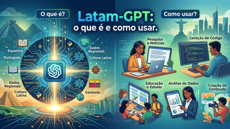 Entenda o que é o Latam-GPT, seus principais recursos e como usar essa inteligência artificial no seu dia a dia para otimizar processos. Confira o guia!